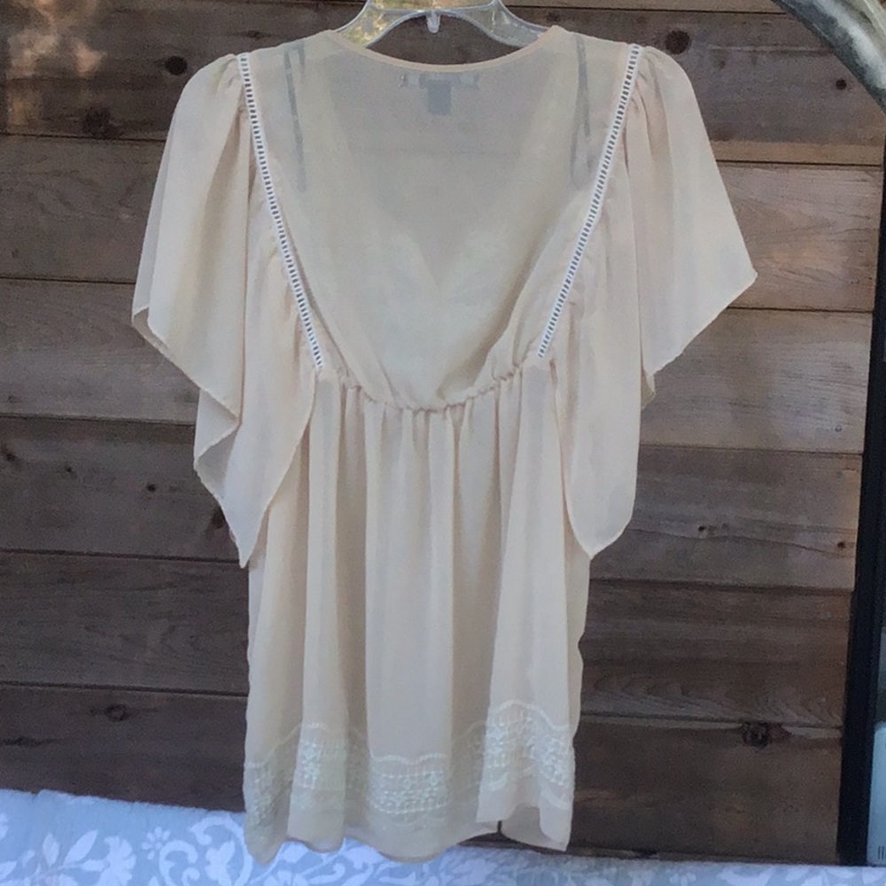 Forever 21 Sheer Beige Blouse Sm - Picture 6 of 9